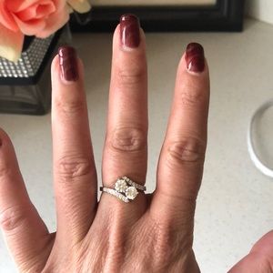 Stunning two topaz and diamond accent ring